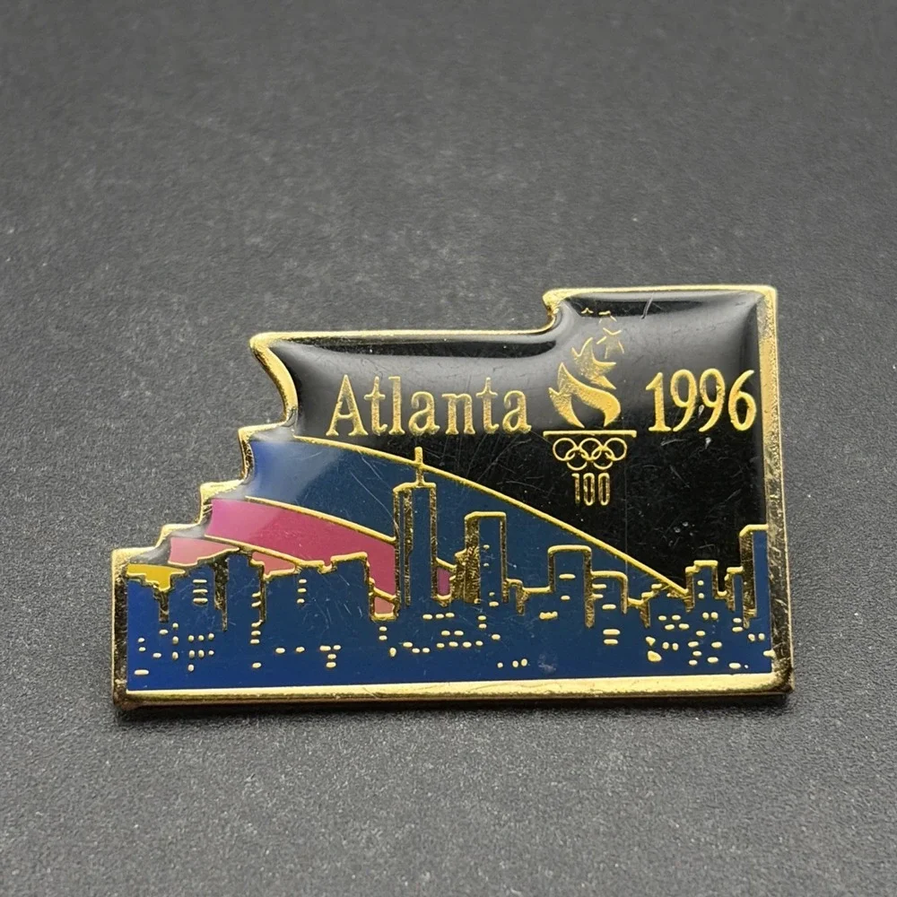 1996 Atlanta Olympics‎ Nighttime Rainbow Cityscape Skyline Lapel Hat Pin